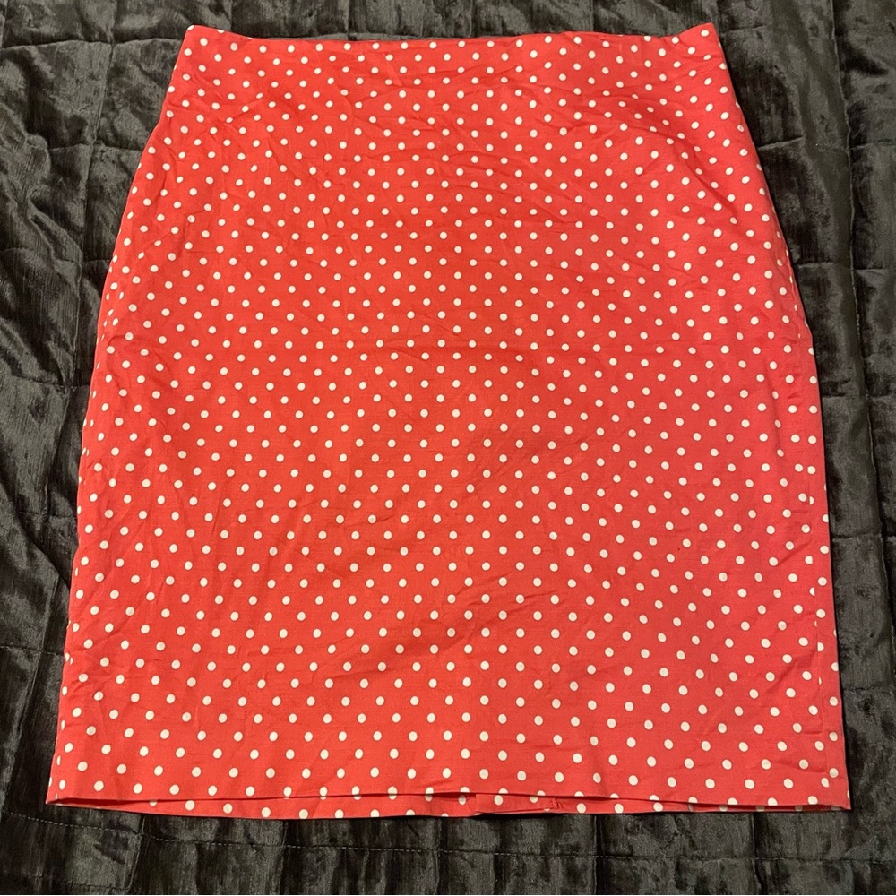 Ann Taylor salmon Polka Dot Pencil Skirt